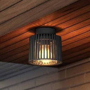 LUTEC Zewnętrzna lampa sufitowa SHYNE, czarna, 16 cm, metal, IP54, E27 możliwość ściemniania, czarny, aluminium, nowoczesny