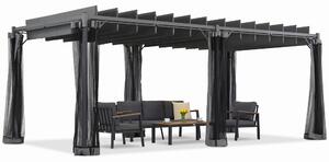 Antracytowa pergola tarasowa Malaga 3x6m z moskitierą Garden Point