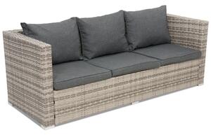 Technorattanowa sofa 3 osobowa Roma Garden Point szara