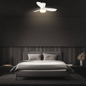 Briloner Wentylator sufitowy LED Pan, silnik prądu stałego, biały, Ø 60 cm, CCT możliwość ściemniania, biały / opal, sypialnia, tworzywo sztuczne, nowoczesny
