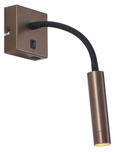 Nowoczesny Kinkiet / Lampa scienna w kolorze brązu z portem USB-C - Gosna Oswietlenie wewnetrzne