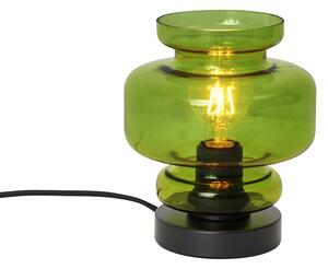 Lampa stołowa w stylu retro czarna z zielonym szkłem - Denise