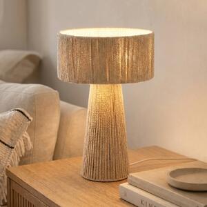 Lampa stołowa Anuva Lindby, kremowy / amber, salon / jadalnia, papier / lunolit / lunopal, dworkowy / rustykalny