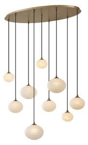 Lampa wisząca Art Deco złota ze szkłem opalowym 9-punktowa - Yani Oswietlenie wewnetrzne