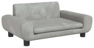 Dziecięca aksamitna sofa dziecięca jasnoszara B8-L85