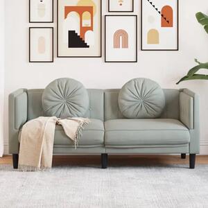 Jasnoszara aksamitna sofa 2-osobowa z poduszkami B8-F91