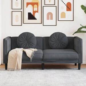 Ciemnoszara aksamitna sofa 2-osobowa z poduszkami E4-A56