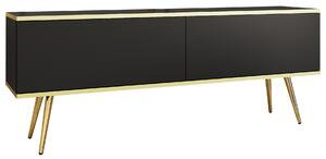Czarna szafka na telewizor na złotych nogach - Ormond 7X