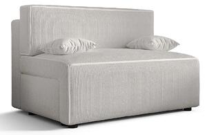 Biała sztruksowa sofa rozkładana z pojemnikiem L1-K41