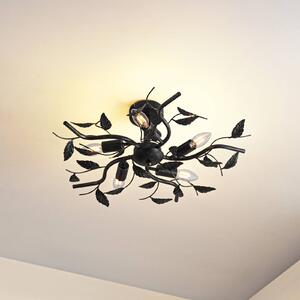 Lampa sufitowa Yos Lindby, możliwość ściemniania, czarny, sypialnia, metal, florentyński