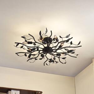 Lampa sufitowa Yos Lindby, możliwość ściemniania, czarny, sypialnia, metal, florentyński