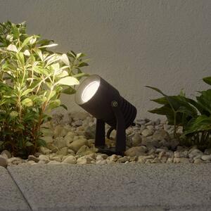 Reflektor zewnętrzny LED Lucande Jon, szpikulec, regulowany, IP65 Jon, aluminiowy / szary / cynkowy, aluminium, nowoczesny