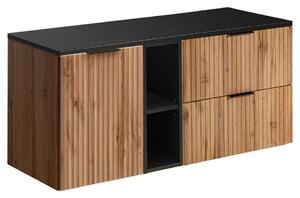 Szafka umywalkowa dwuosobowa 120 cm z koszem na pranie (SET-ADO B BLACK 120CM LB), zestaw, loftowa