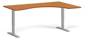 Ergonomiczne biurko z regulacją wysokości, 180x120 cm, 1 silnik, L/P, szara podstawa, czereśnia