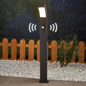 Słupek oświetleniowy LED Lucande Lennik, czujnik, 100 cm, antracytowy