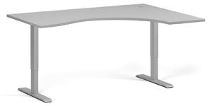Ergonomiczne biurko z regulacją wysokości, 160x120 cm, 1 silnik, L/P, szara podstawa, szary