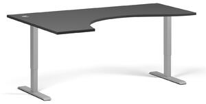 Stół z regulacją wysokości, 2 silniki, 745 - 1215 mm, ergonomiczny lewy, blat 1800 x 1200 mm, podstawa szara, grafitowy
