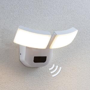 Lampa zewnętrzna z czujnikiem ruchu Nikias Lindby, biały / opal, aluminium, nowoczesny