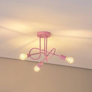 HELAM Lampa sufitowa Oxford, jasnoróżowa, Ø 44 cm, metalowa, 3-punktowa