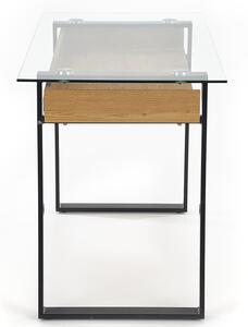 Industrialne biurko szklane na metalowej podstawie - Perfos