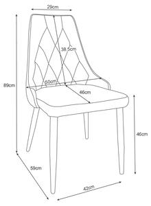 Szary komplet 4 welurowych krzeseł - Sageri 4X