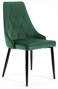 Welurowe krzesło z pikowanym oparciem butelkowa zieleń - Sageri 3X
