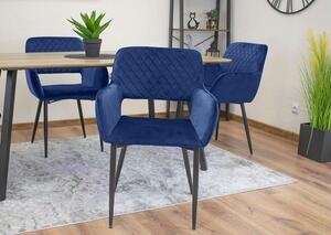 Niebieskie welurowe krzesło pikowane - Rones 3X