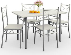 5-częściowy zestaw do jadalni »Paul« - stół jadalniany + 4 krzesła - aksamitna biel