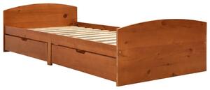 Rama łóżka z 2 szufladami, miodowy brąz, sosna, 90 x 200 cm