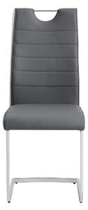 EMWOmeble Nowoczesne krzesło C-946 szaro-białe ekoskóra, noga chromowana