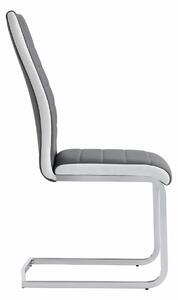 EMWOmeble Nowoczesne krzesło C-946 szaro-białe ekoskóra, noga chromowana