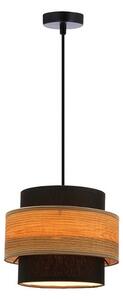 Pojedyncza lampa wisząca z czarnym kloszem i dekoracyjnym fornirem - V109-Ponto