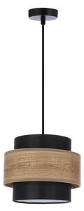 Pojedyncza lampa wisząca z czarnym kloszem i dekoracyjnym fornirem - V109-Ponto