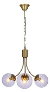 Elegancka lampa wisząca w kolorze mosiądzu z trzema szklanymi kloszami - V120 W6-Z49
