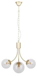 Elegancka lampa wisząca w kolorze mosiądzu z trzema szklanymi kloszami - V120 W6-Z49