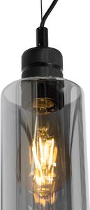 Nowoczesna lampa wisząca czarna z przydymionym szkłem - Stavelot Oswietlenie wewnetrzne