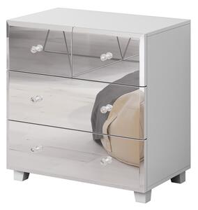 Komoda Bellagio 27 z lustrzanym frontem i szufladami 72 cm - biały mat / lustro