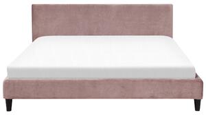Podwójne łóżko tapicerowane 180 x 200 cm różowe welurowe ze stelażem Fitou Beliani