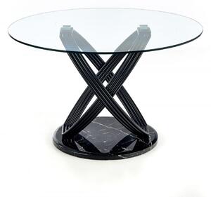 EMWOmeble Stół ze szklanym blatem okrągły 122 OPTICO / blat - transparentny, nogi - czarne