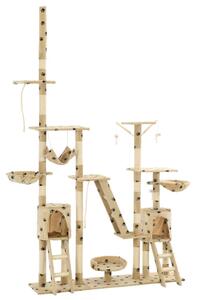 Drapak dla kota, sizalowe słupki, 230-250 cm, beżowy w łapki