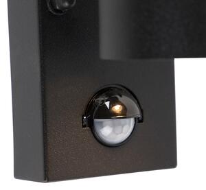 Zewnetrzna Kinkiet / Lampa scienna zewnętrzny czarny 2-punktowy z czujnikiem ruchu IP44 - Duo Oswietlenie zewnetrzne