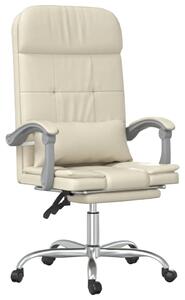 Rozkładane, masujące krzesło biurowe, kremowe, sztuczna skóra