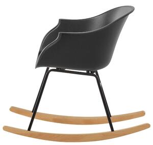 Fotel bujany czarny syntetyczne siedzisko drewniane płozy retro Harmony Beliani