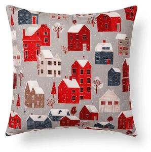 Poszewka na poduszkę z mikrofibry WINTER COTTAGE 45x45 cm, szara