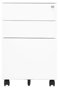 Mobilna szafka kartotekowa, biała, 39x45x60 cm, stalowa