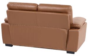 Komplet wypoczynkowy 3+2 sofa dwuosobowa trzyosobowa ekoskóra złoty brąz Vogar Beliani