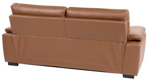Klasyczna sofa trzyosobowa kanapa tapicerowana ekoskóra złoty brąz Vogar Beliani