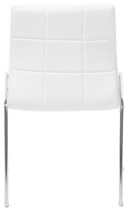 Zestaw 2 krzeseł do jadalni białych skóra ekologiczna srebrne metalowe nogi Kiron Beliani