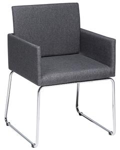 Zestaw 2 krzeseł szarych tapicerowanych srebrne metalowe nogi płozy Gomez Beliani