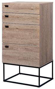 Komoda 4 szuflady szafka garderoba 106 x 51 cm metalowa ciemne drewno Acra Beliani